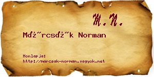 Márcsák Norman névjegykártya